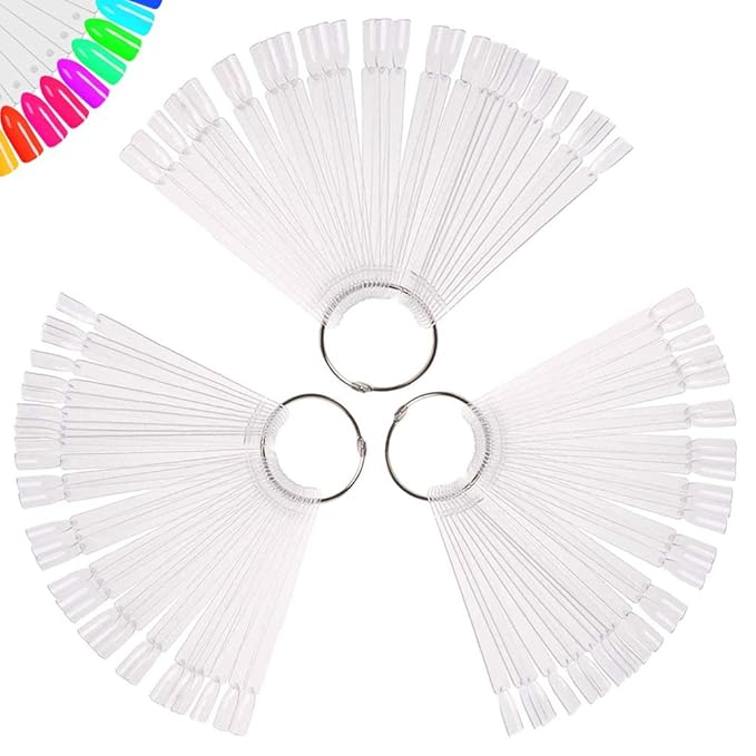 Amazon.com: 150 Pcs Clear Nail Swatch Sticks with Ring, Fan Shape Nail ...