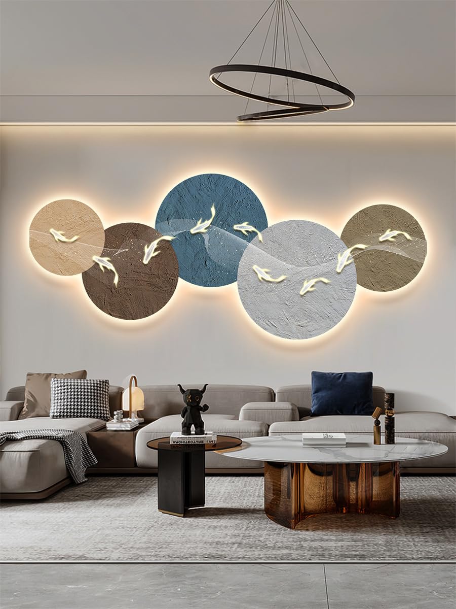 Amazon.com: Ecqizer 客厅装饰画抽象高档led灯画沙发背景墙挂画