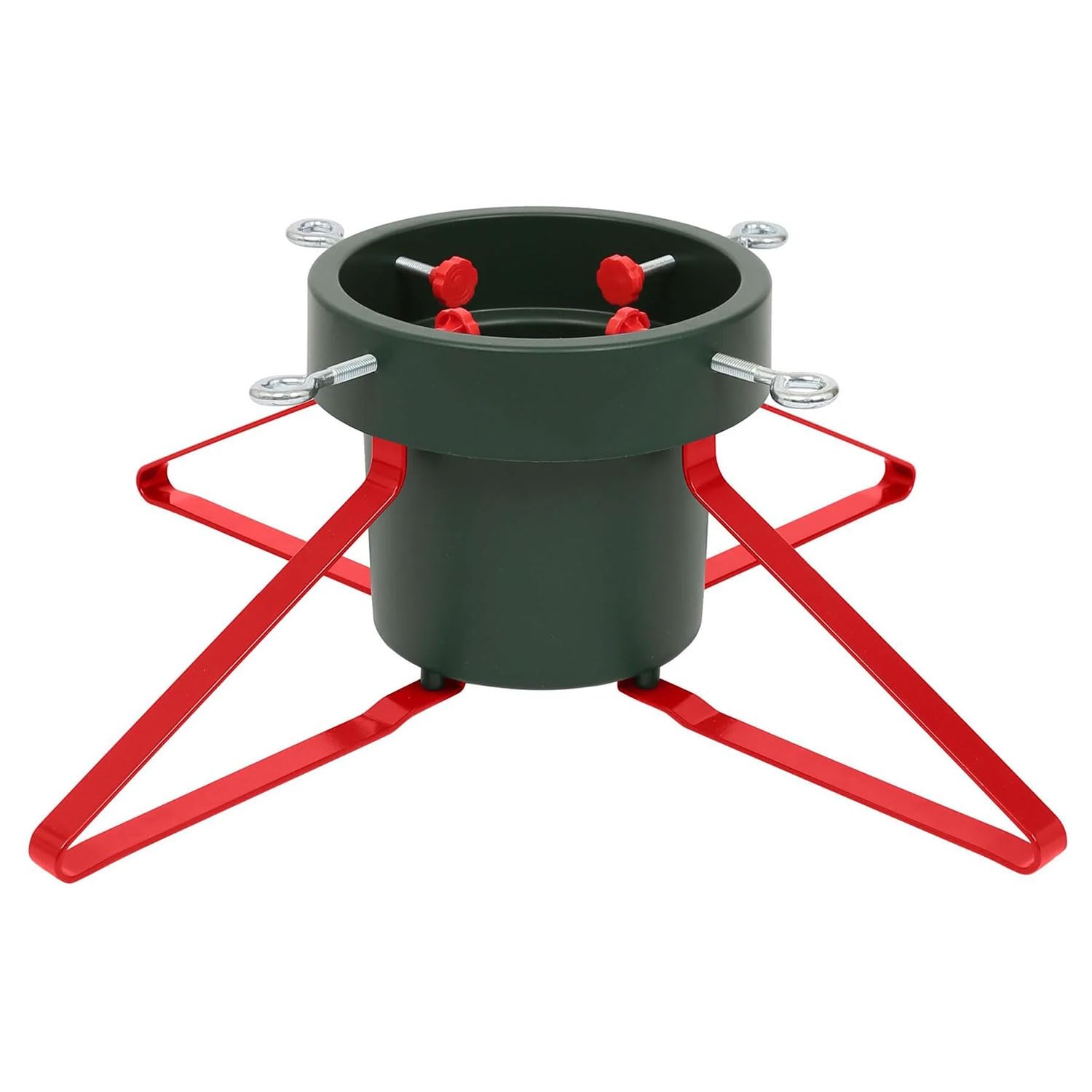 Neo Christmas Tree Stand for Real Trees up to 8ft Extra Large Heavy Duty Metal Base with 4 Screws 3.3L Water Reservoir Tank Secure Stylish Festive Stable Design (Green & Red)