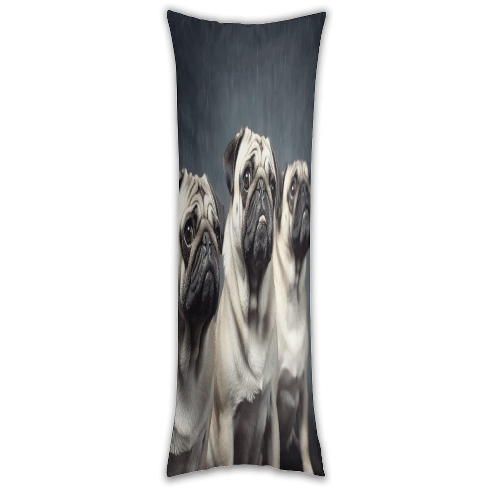 Funny Pug Dog Pillow Cases Breathable Vertical Long Pillowcase Body Pillowcase with Hidden Zipper Closure Soft and Cozy Pillow Cover 20x54 Inches for Bedroom Couch