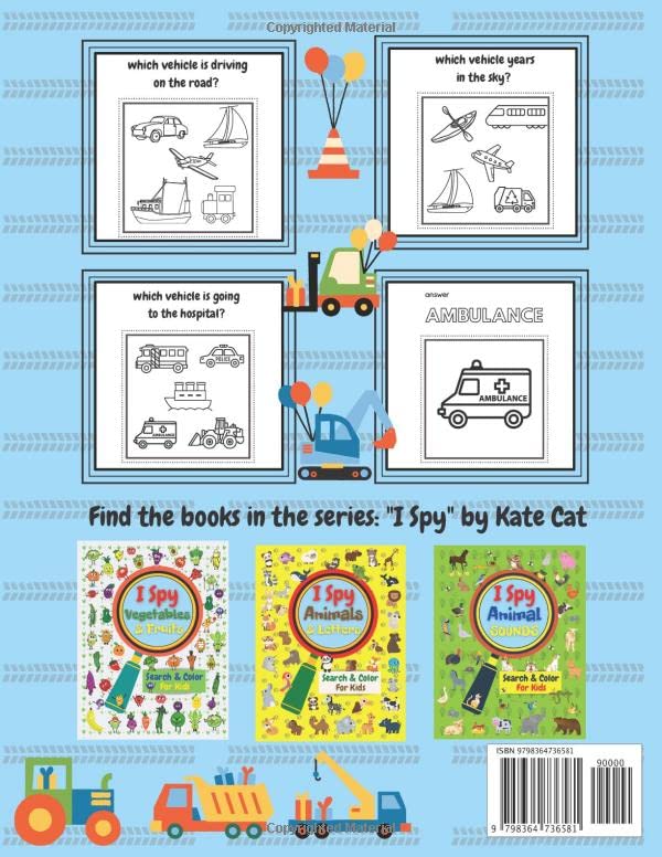 I Spy Vehicles Serch & Color For Kids: For Toddlers Coloring Book, Learning Game Activity And Creativity Book Ages 2, 3 4 image 3
