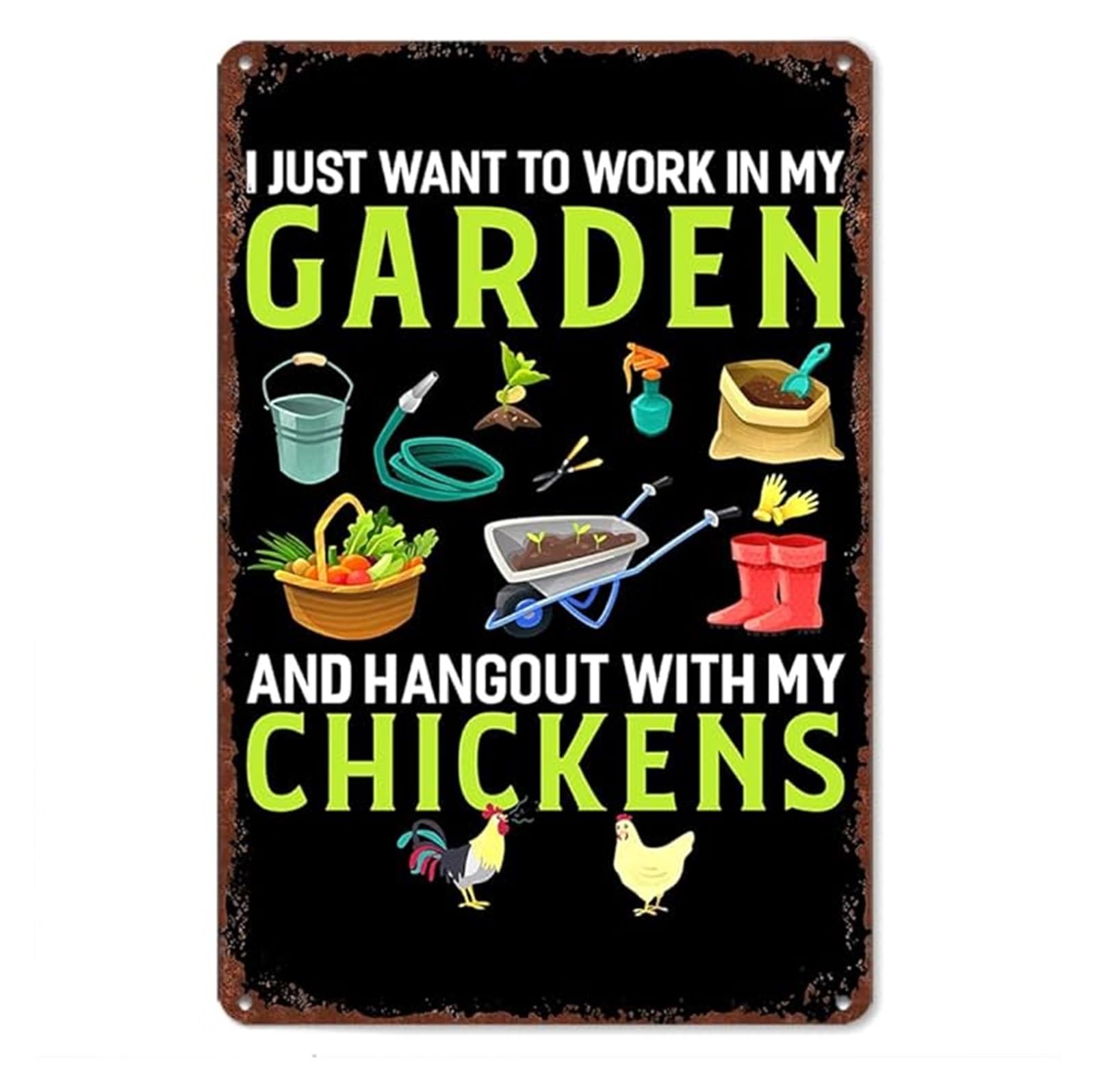 IDGTTLDF Rooster Sign Farmhouse Decor Vintage Metal Tin Sign for Chicken Coop Kitchen Garden Country Wall-Art 8 X 12 in