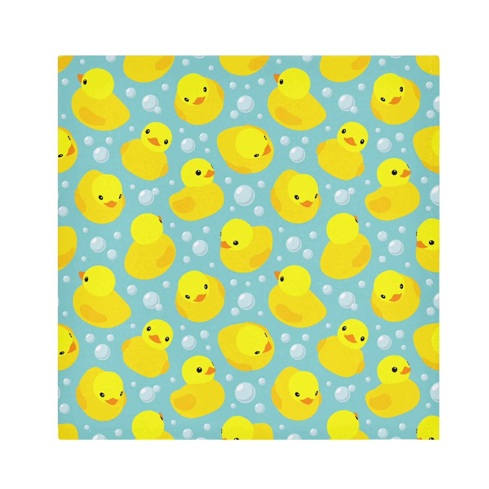 Poeticcity Multi 15 Seamless Pattern With Yellow Rubber Ducks Bubbles Dinner Cloth Napkin, Set Of 1 Oversized Reusable Table Napkins, Washable Premium Fabric With Hemmed Edges For Wedding Parties