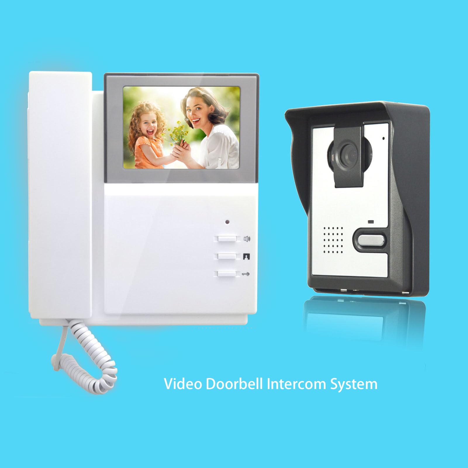 de Videoportero con Timbre de Alta Eficiencia, Teléfono con Cable, Antiinterferencias, Visión Nocturna Ajustable, LCD Digital en Color de 4,3 Pulgadas, Intercomunicador (Enchufe