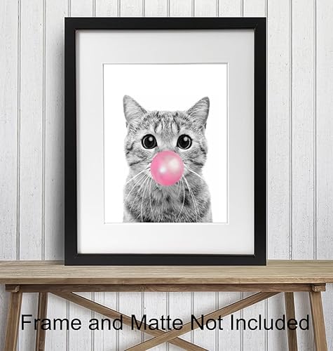 Miniatura 3 de Tabby cat Wall Art 11x14 - Cute Cat Nursery Wall Decor for Girls Bedroom, Kids Room - Pink Girly Kitty, PussyCat, Kitten Art - Cat Lover Gifts for