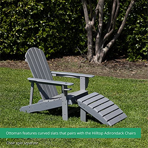 Titan Great Outdoors Everwood Hilltop Platinum Grey Curve Back Poly Adirondack Ottoman #TOP3