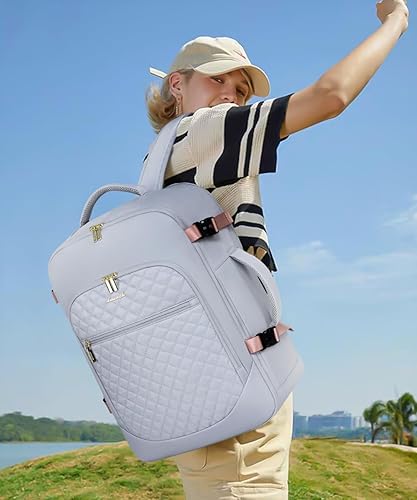 Miniatura 7 de LOVEVOOK Mochila de mano aprobada por vuelo, mochila de viaje para laptop de 35 litros para mujer, mochila grande con 3 cubos de embalaje.., Plata