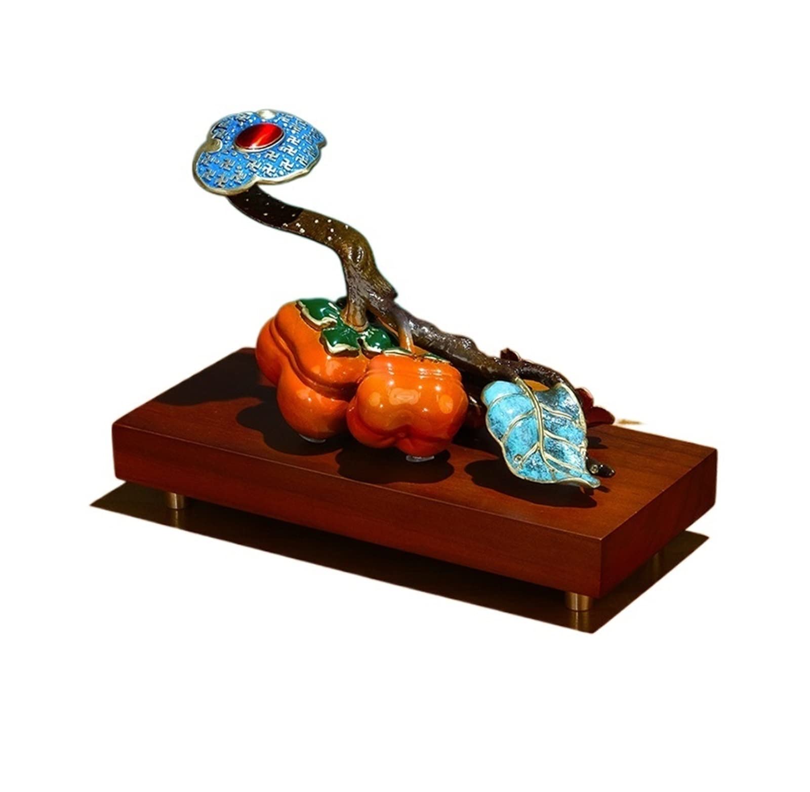 hongchenke34 Copper statue Full Copper Matter Persimmon Ruyi Entrance Ornament Living Room Bronze Art Carving Home Decoration Crafts(22 * 10 * 14cm)