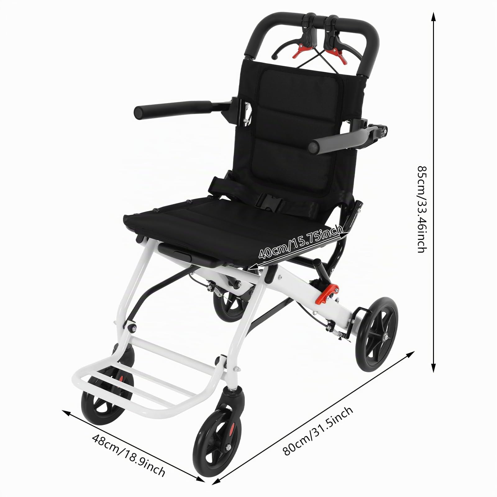 Silla de ruedas plegable ligera, silla de ruedas portátil de viaje, silla de ruedas de viaje para adultos y mayores, silla de ruedas plegable, hasta 100 kg