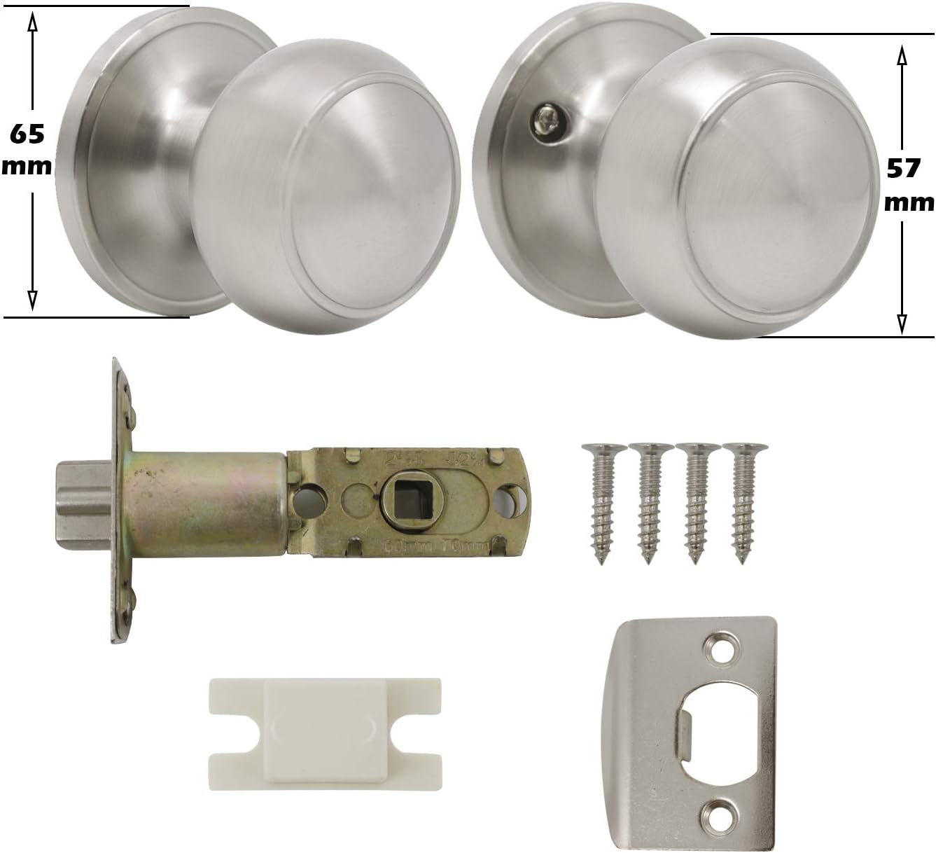 Suреr Sаlе 🛒 Gobrico Modern Passage Door Lock Satin Nickel Keyless Round knob for Hall or Closet 5Pack