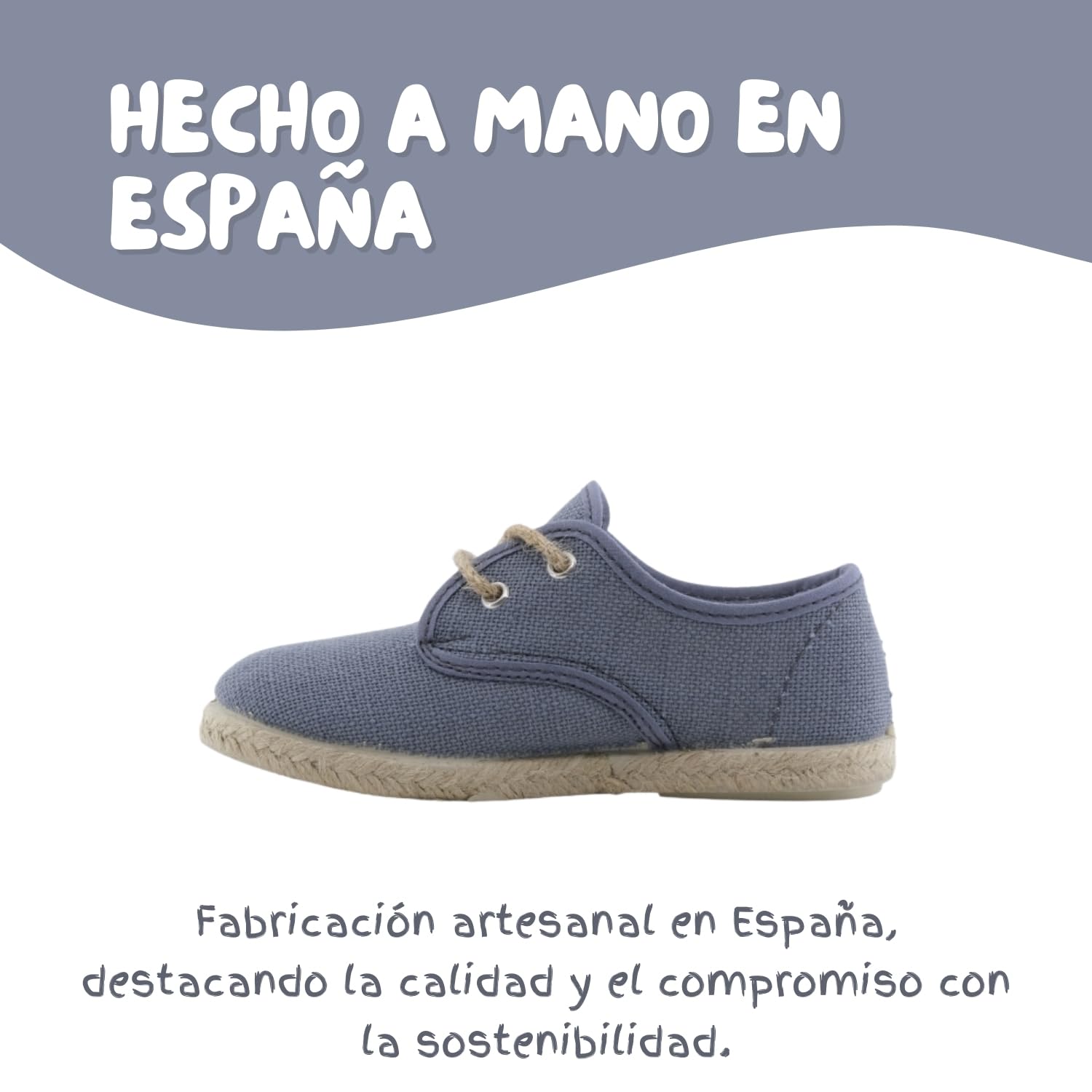 Calzature in lino per bambini con pavimento in juta - Made in Spain.