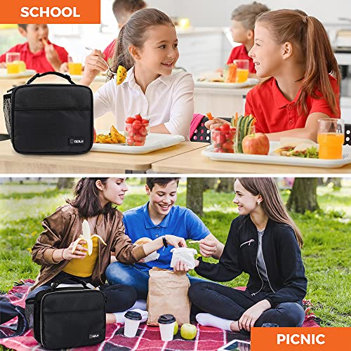 Opux Insulated Lunch Bag, Soft Lunch Box For School Kids Boys Girls, Leakproof Small Lunch Pail For Adult Men Women, Reusable Compact Lunchbox Lunch Cooler Tote Bag For Office Work (Black) #TOP5