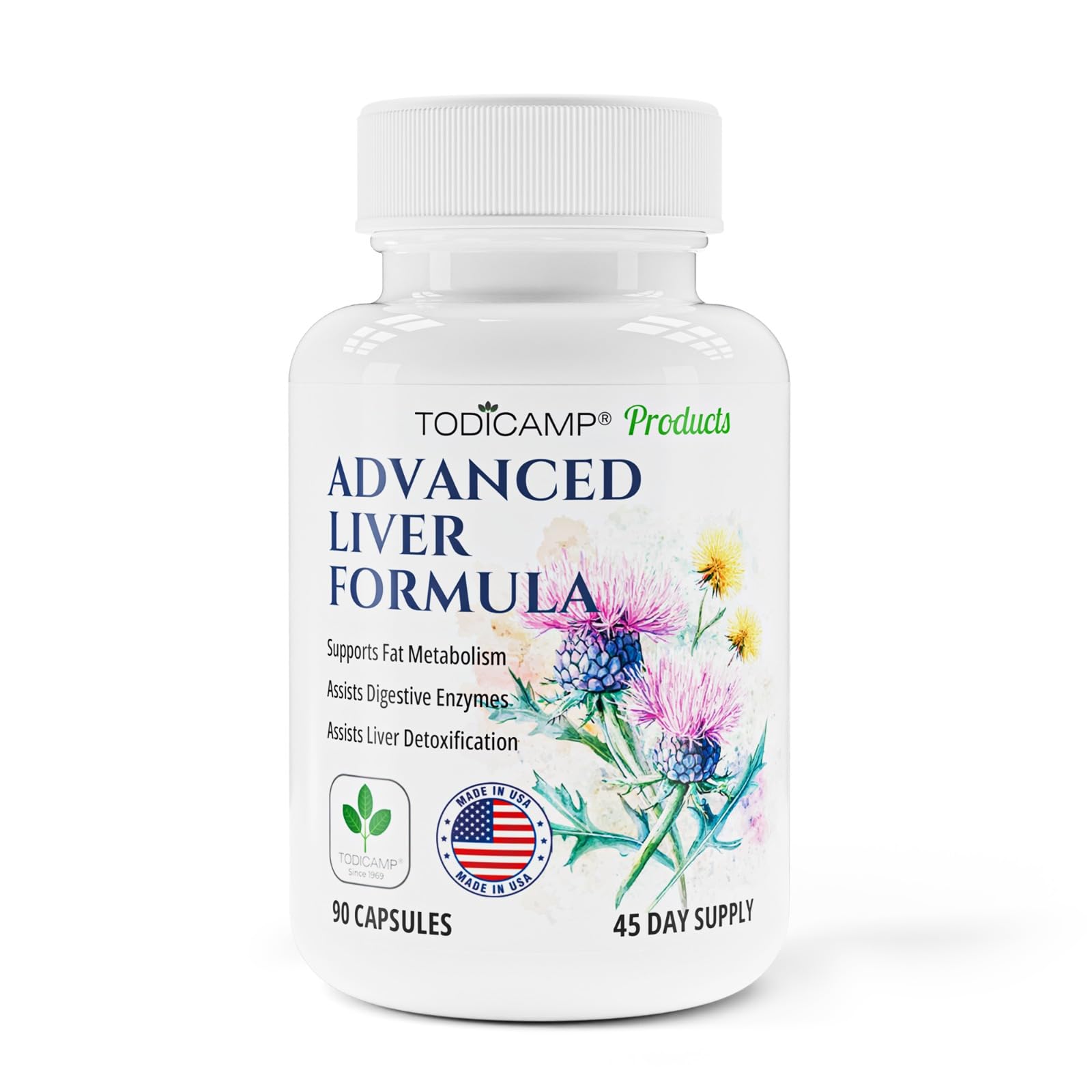TODICAMP Liver Health with Milk Thistle, Artichoke Extract, Choline - Advanced Liver Detox Capsules for Liver Cleanse (Liver Support Capsules (Unflavored))