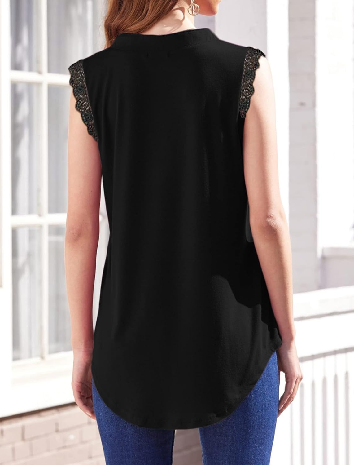 Halife Women's Sleeveless Floral Print V Neck Tunic Tank Tops Blouse Shirts - Image 2