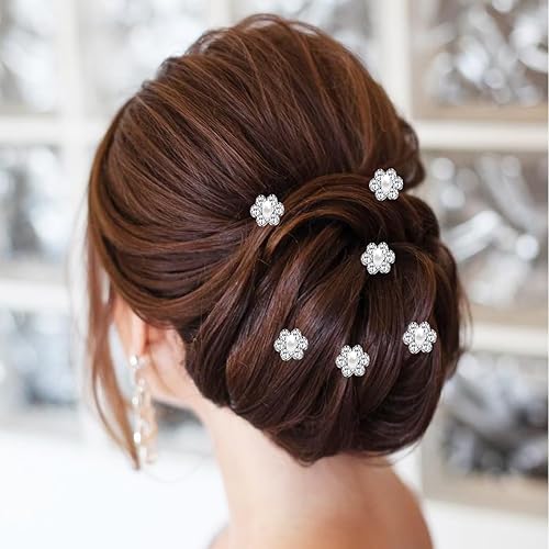 Miniatura 4 de Juego de 50 tornados de perlas de cristal en espiral, gemas de diamantes de imitación para novias, horquillas plateadas, pinzas para el cabello para