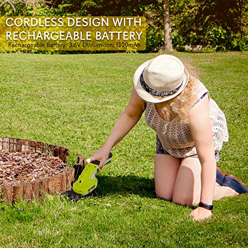 Serenelife Psltll1812 Cordless Handheld Shears-Electrical Hand Held Hedge Trimmer Weed Or Grass Clippers With 3.6V Rechargeable Battery, Metal Blades, For Lawn Yd Gardening Use, Yellow #TOP5