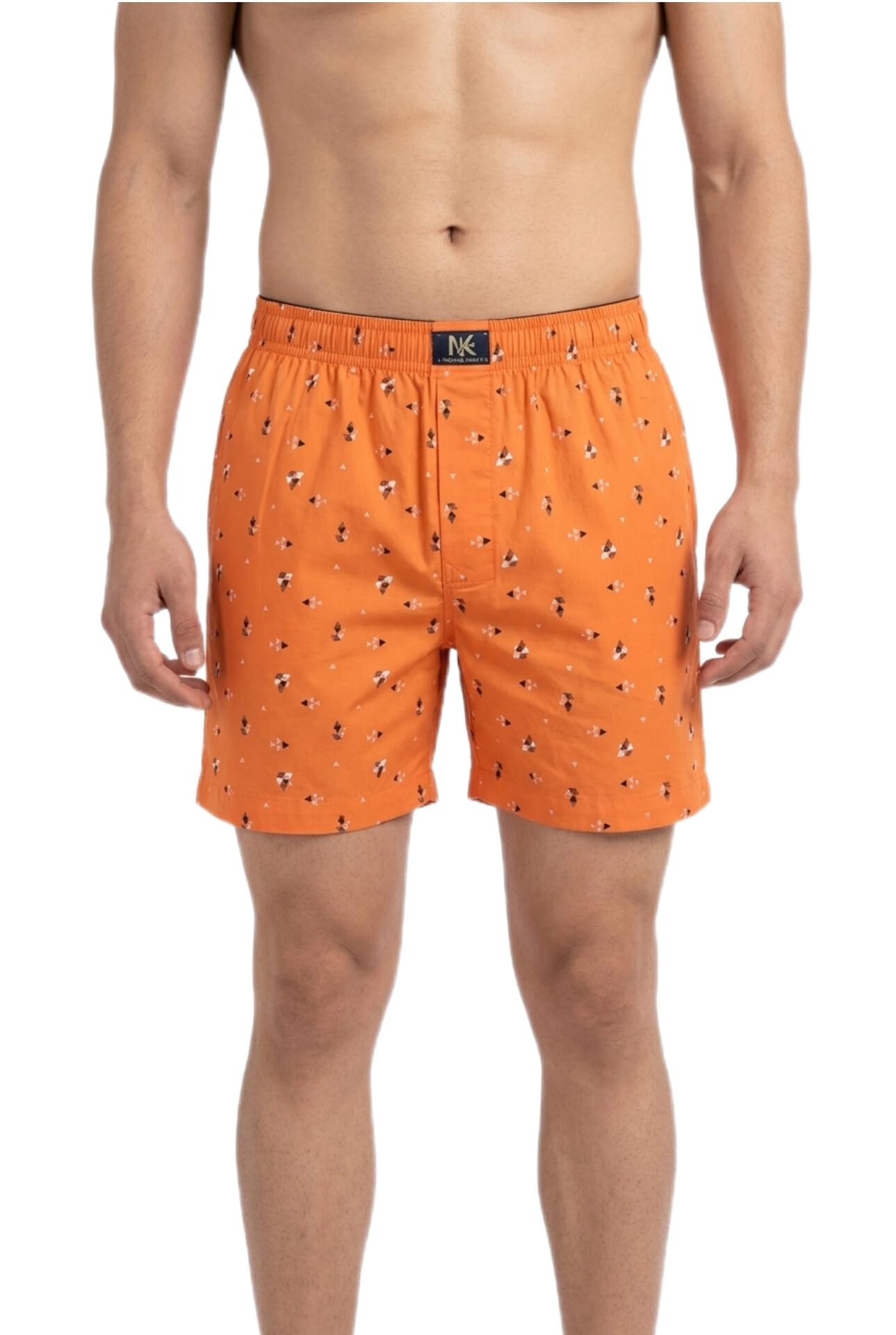 Nomad Knits Men's Boxer Shorts - Orange Pastel -100% Cotton, Two Side Pockets with Chain, Soft Elastic Waist Band for Comfort Fit and Trendy Prints. (in, Alpha, L, Regular)-picture-20