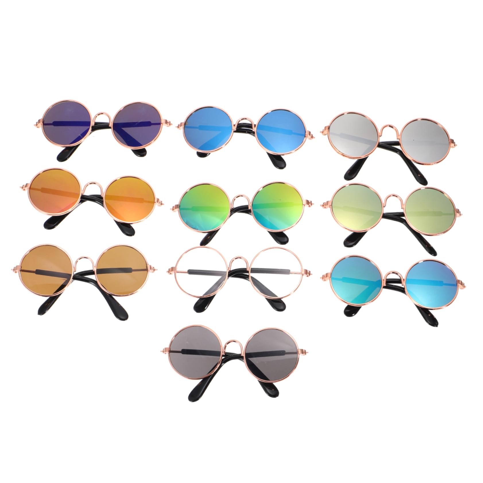BESPORTBLE 10pcs Pet Dog Puppy Cat Sunglasses for Medium Small Dogs Stylish Round Lens Photo Accessories