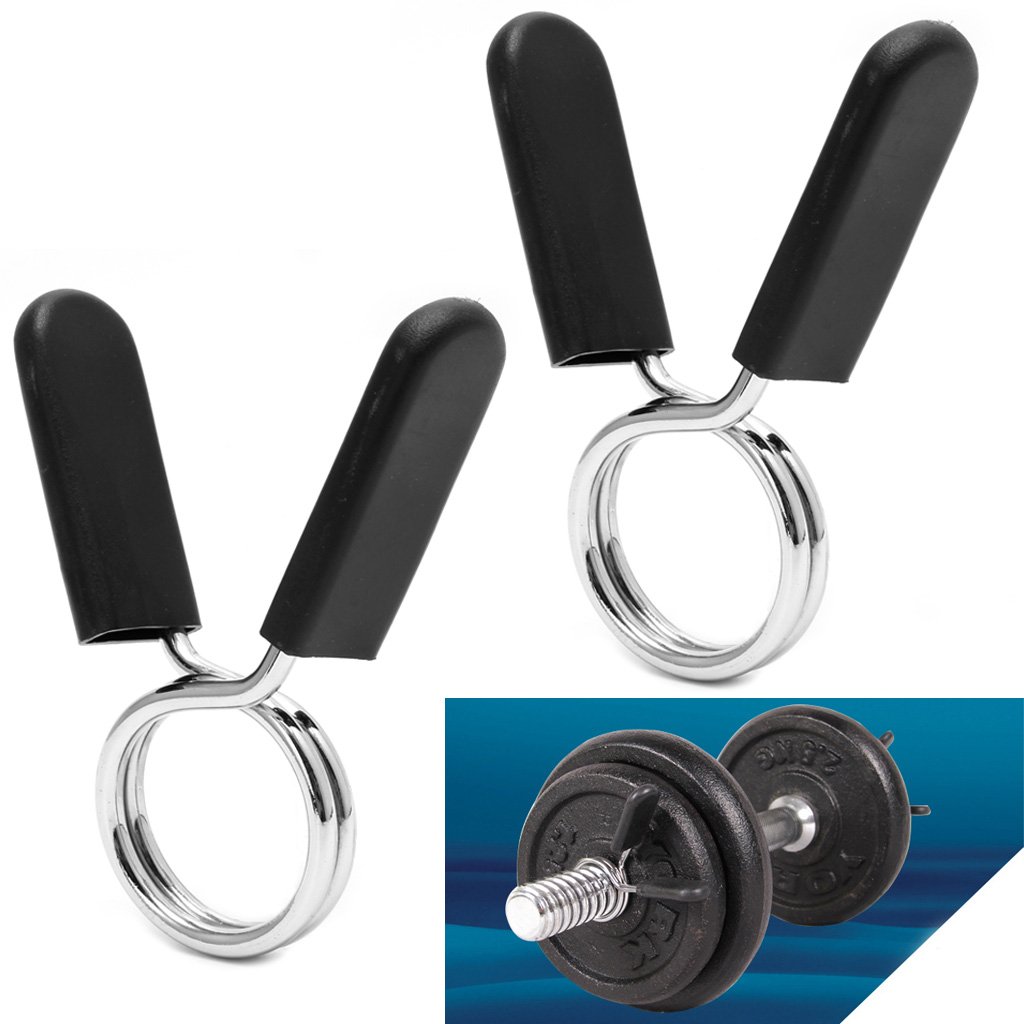 WOEIFGV Barbell Clamps Set, Quick Release Weight Collars, Locking Weight Clips, Silver With Black