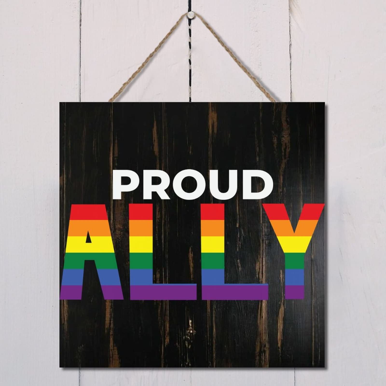 Wodevor Girls Style-8 Wooden Pallets Lgbt Lesbian Rainbow Pride Hanging Sign 12X12in Proud Ally.lgbtq Wood Plaque Farmhouse Style Porch Sign Customized Wooden Sign Bedroom Sign For St Patricks Day Party