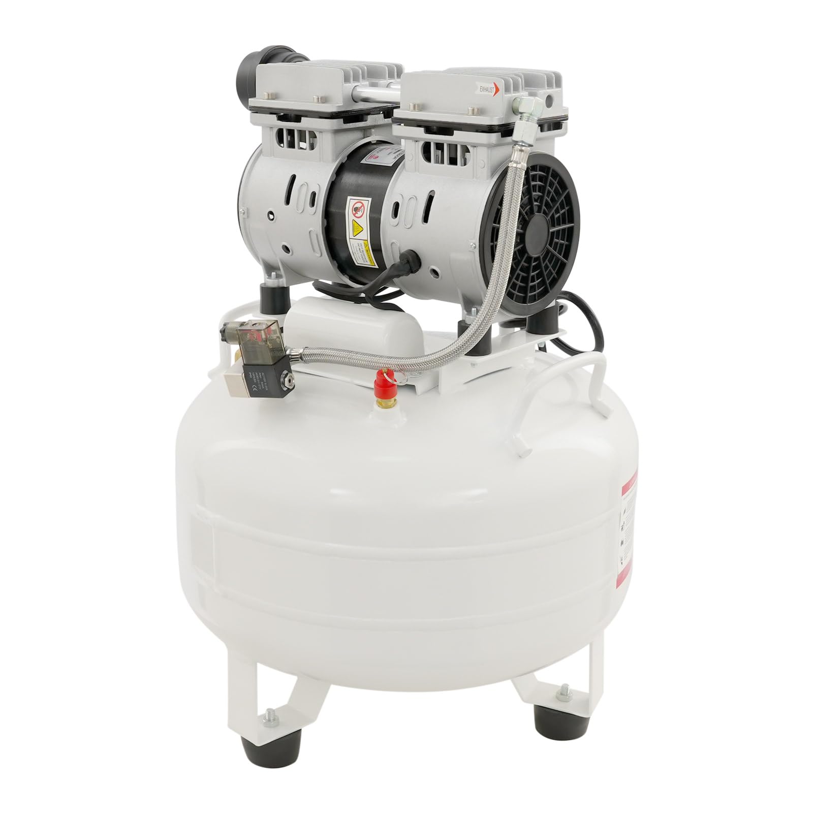 Silent Compressore d'aria silenzioso, 30 l, 8 bar, 550 W, senza olio, silenzioso (65 dB) con serbatoio da 30 litri, compressore ad aria compressa per pneumatici, pistole a spruzzo, chiodatrici e