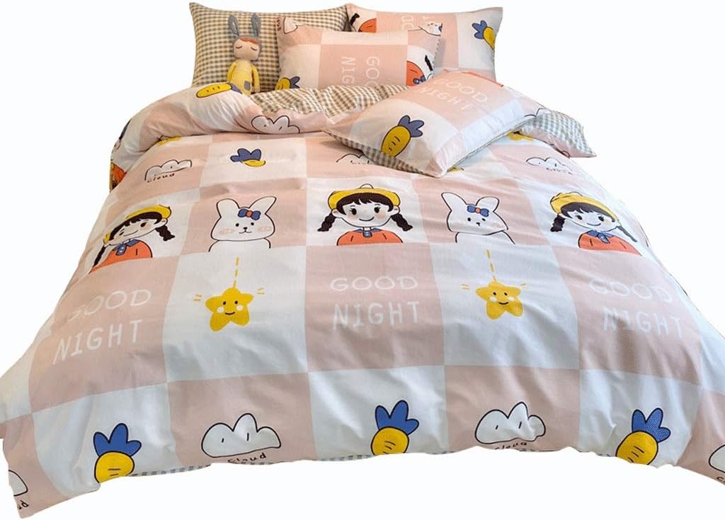 Cute Style Four-Piece Single Dormitory Bed Sheet Quilt Cover Small Fresh Bedding Three-Piece Set Bedding (1.8m) ()