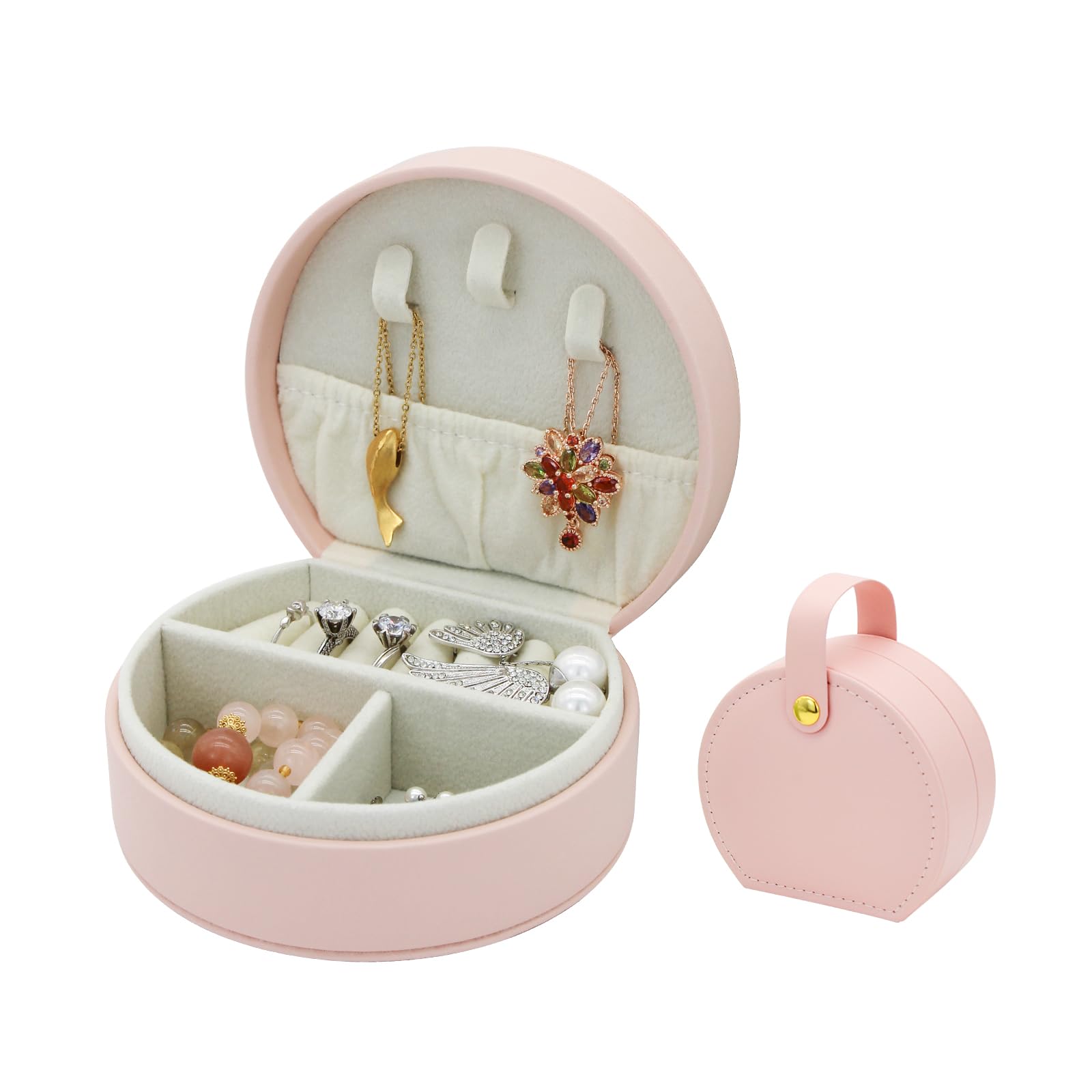 Sanqianwan Dames Sieradendoos Kleine Sieradendoos PU Lederen Sieradendoos Reissieradendoos Sieraden Opbergdoos Geschikt voor Ringen Oorbellen Kettingen Horloges(grijs