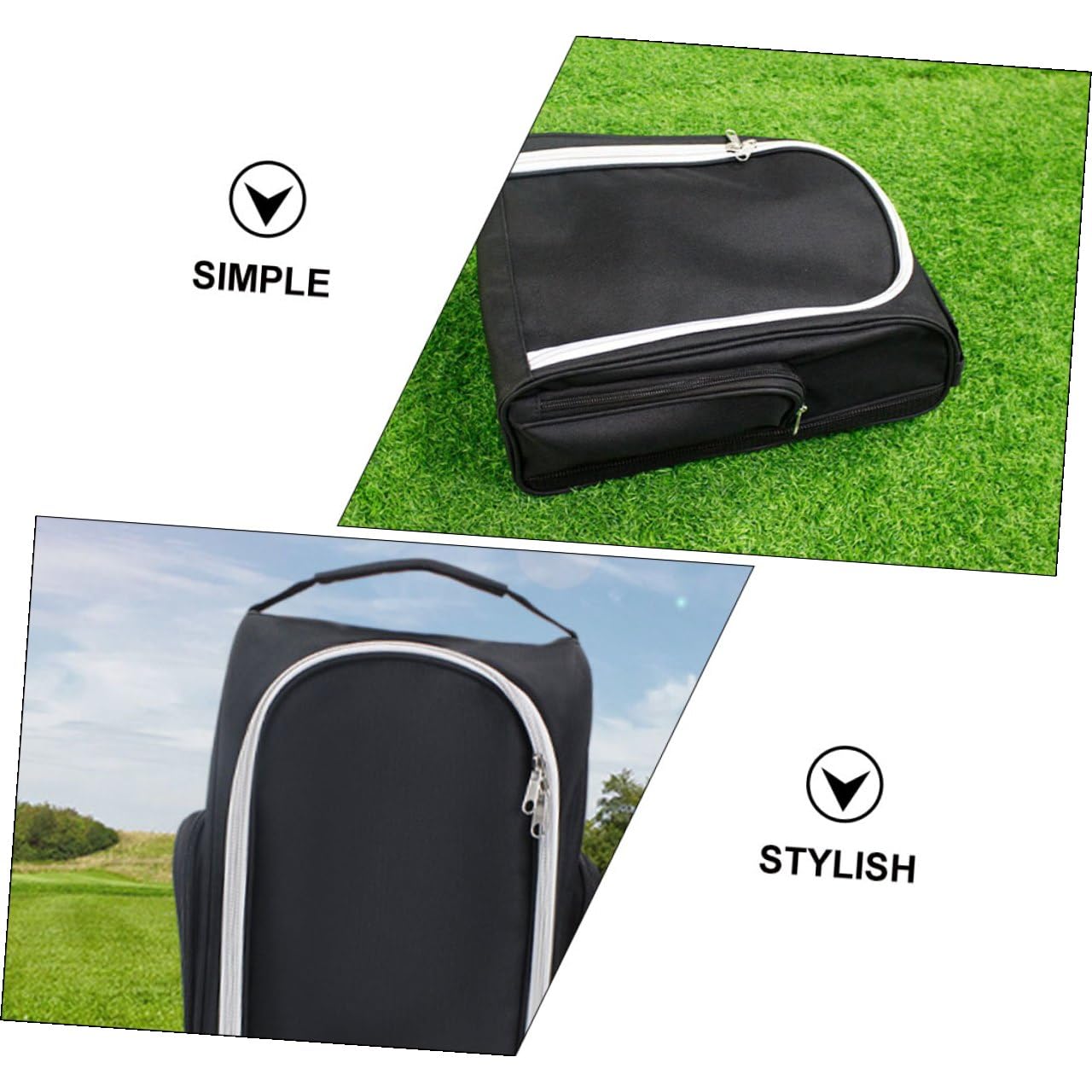 TOYANDONA Borsa Porta Scarpe Sportiva con Zip Grande Capacità Organizer Scarpe Portatile Mano per Golf e Altri Sport Compatta e Leggera Nera