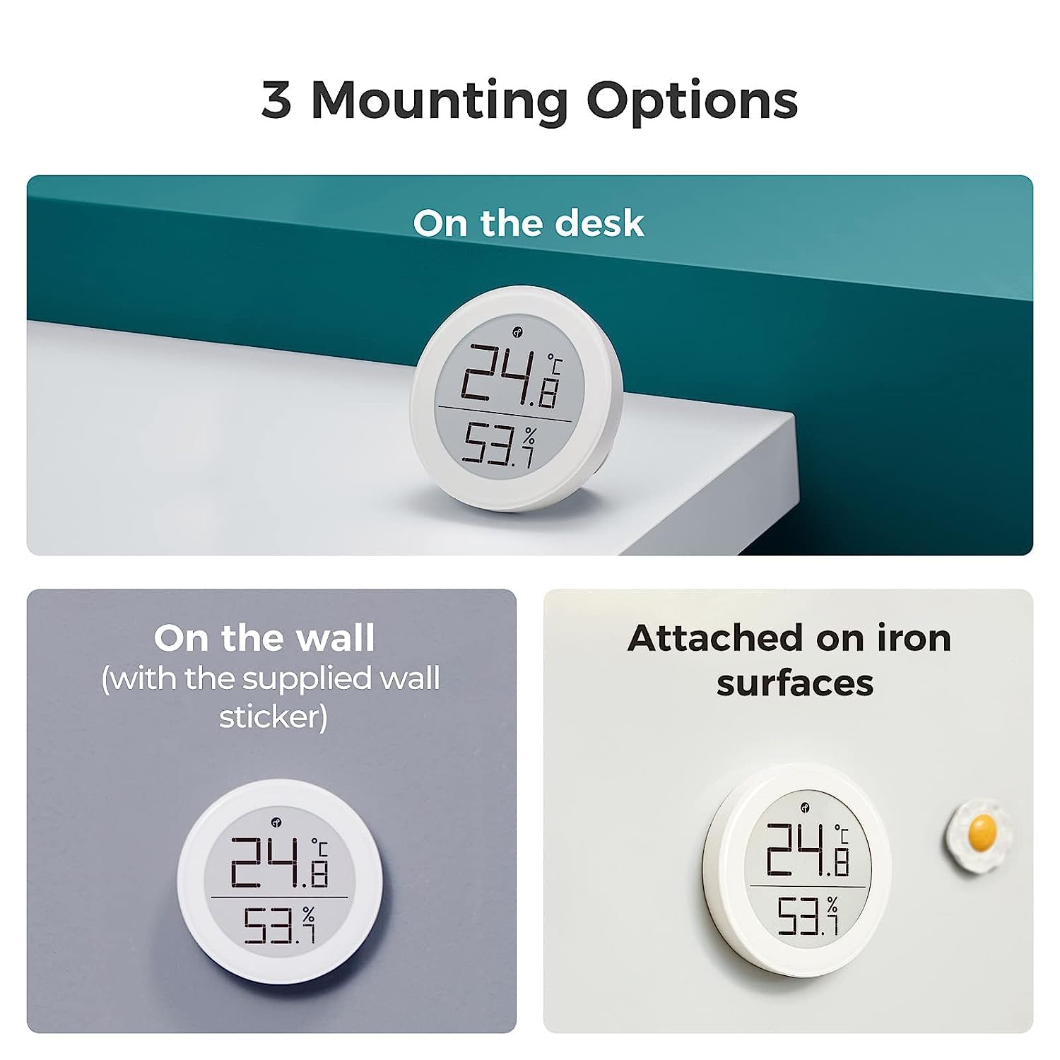 Qingping versión T CGG1T Termohigrómetro Bluetooth, soporte para monitor de temperatura y humedad relativa, compatible con Homekit y Siri