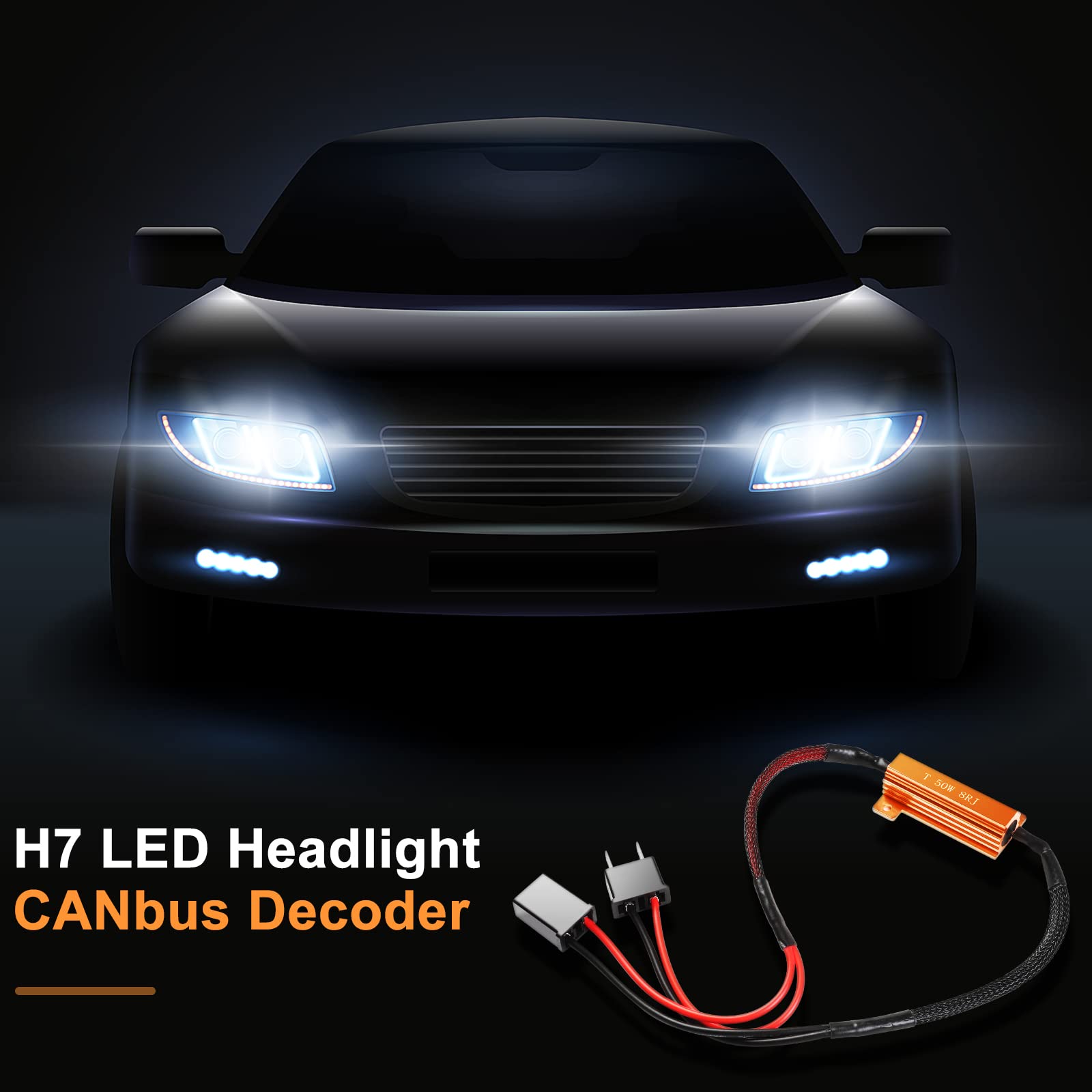 2-PCS H7 LED Bombillas Decodificador de Faros Anti-Error Canbus Resistor Adaptador, Anti-parpadeo Arreglar Error de Salpicadero H7 LED Kit de Conversión Resistencias de Carga, Anti-interferencia(H7)