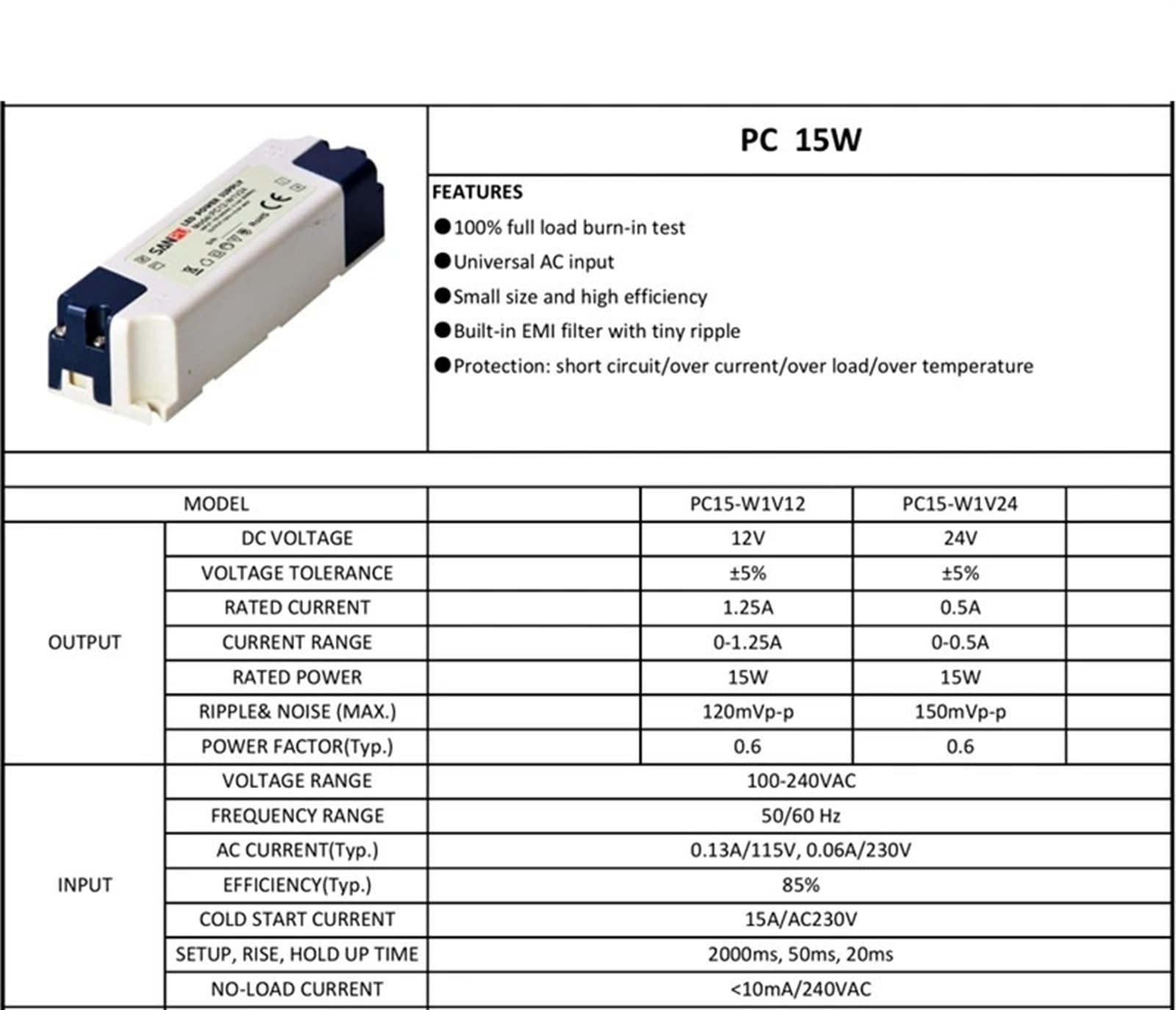 Driver LED Alimentatori Switching 12 V 15 W 1 A Trasformatori di Illuminazione 110 V 220 V CA/CC Contenitore Pieno