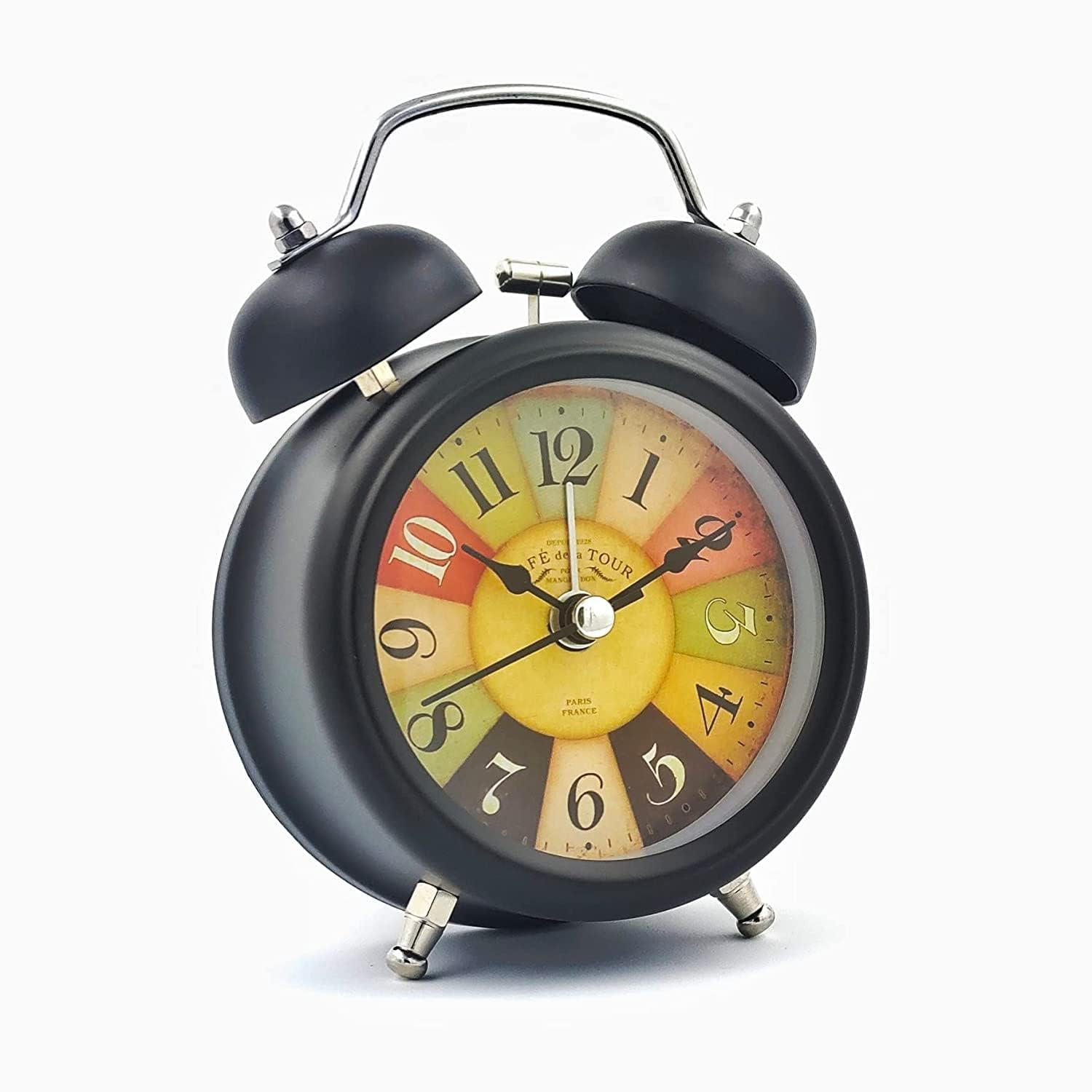 Vintage Twin Bell Table Alarm Clock with LED Night Light, Brass, Copper Finish, for Home and Office, Heavy Sleepers, Adults, Kids (Black)-picture-12