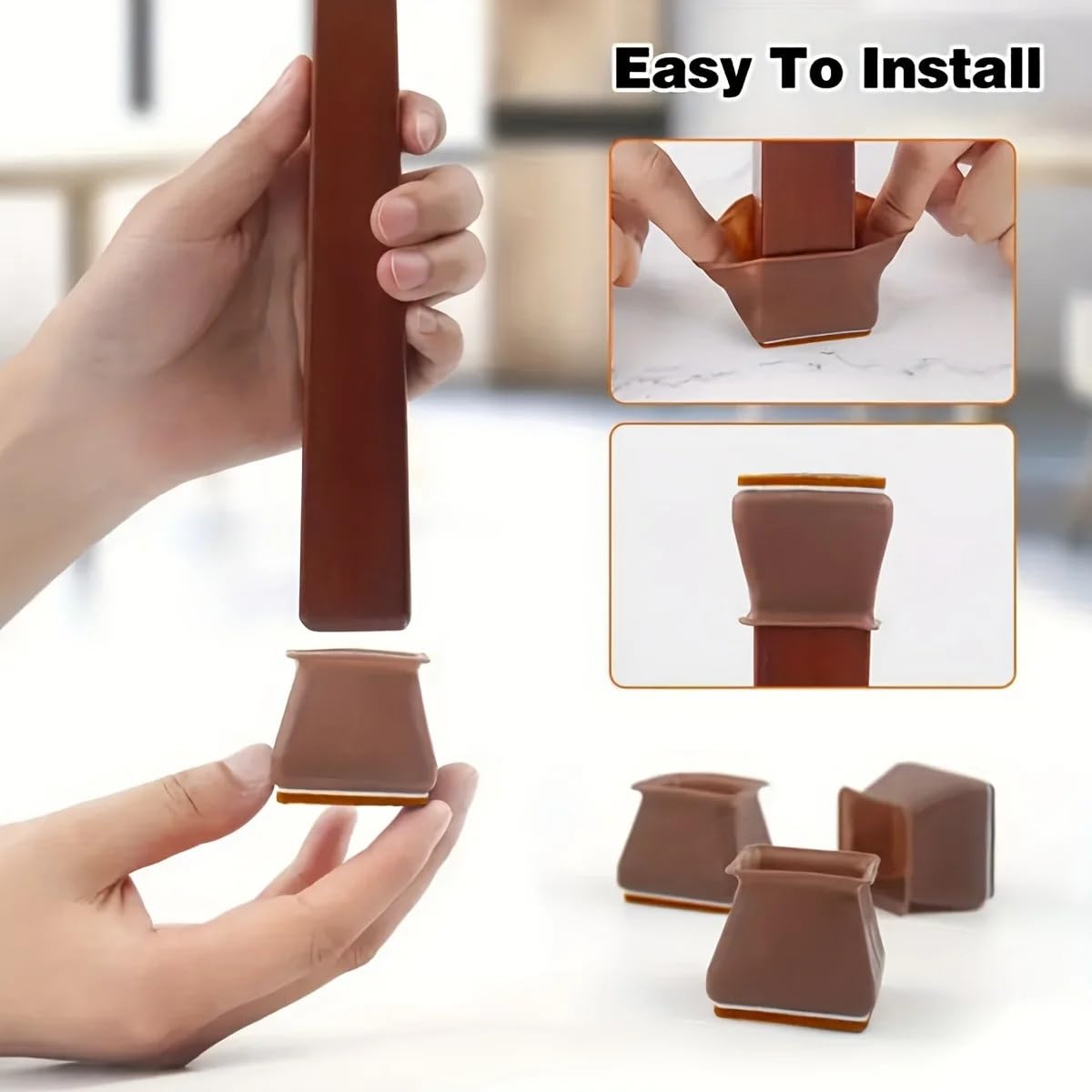 Protector Patas Sillas Cubierta for Base de Silla Envuelta en Borde de Silicona, Almohadilla Antideslizante de Fieltro Cuadrado, Mesa y protección for Muebles del hogar(16PCS)