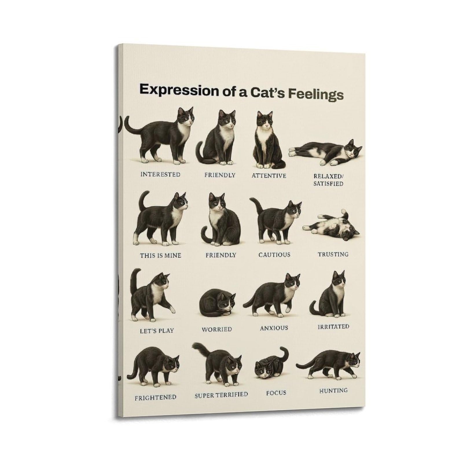 ESTE Expression of A Cat's Feelings Artwork Poster Decorative Painting Canvas Modern Art Picture 24x36inch(60x90cm)