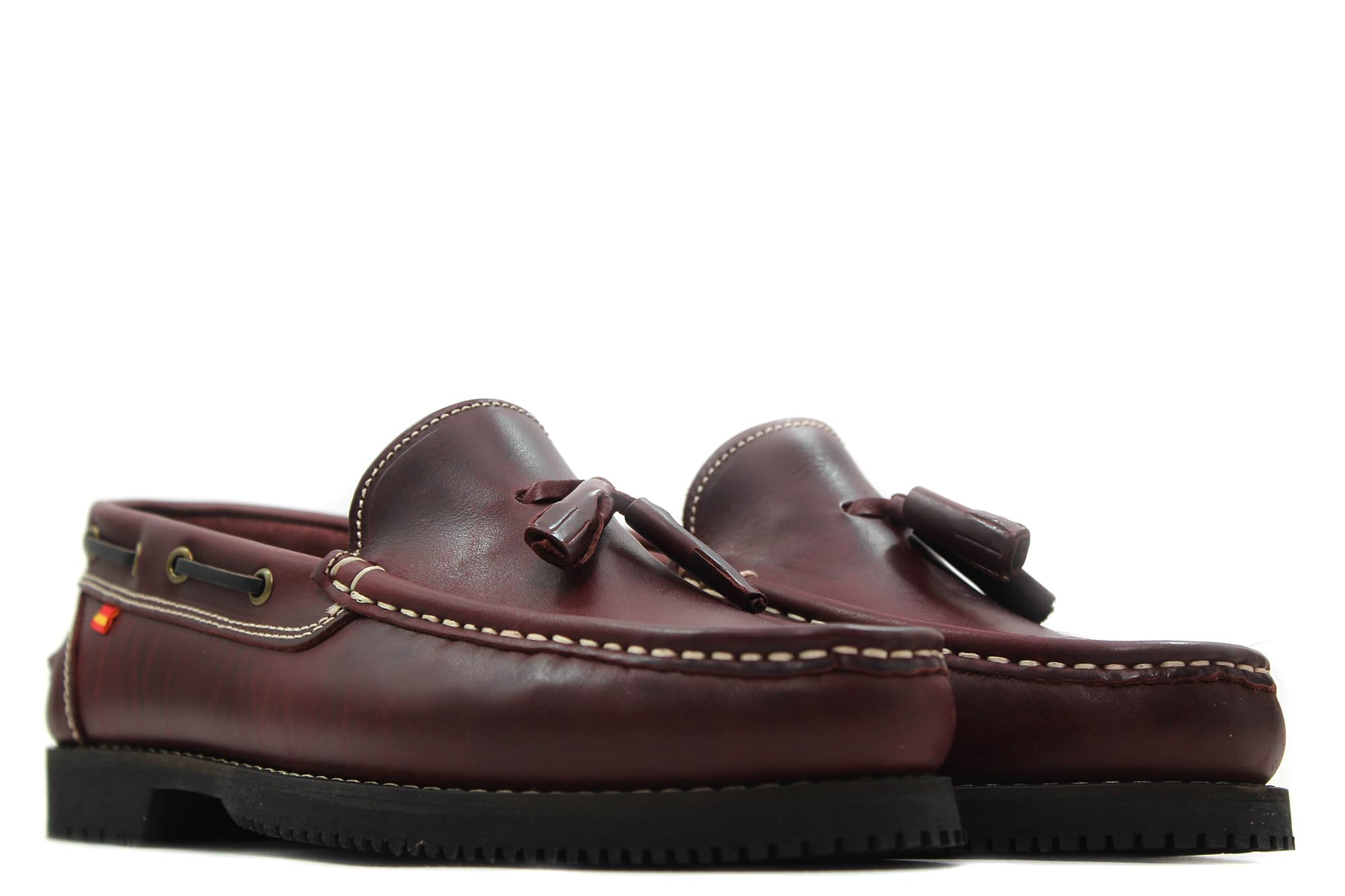 S@kut - Zapato Mocasín de Piel,Suela de Goma,tacón bajo,náutico clásico con borlas para: Hombre