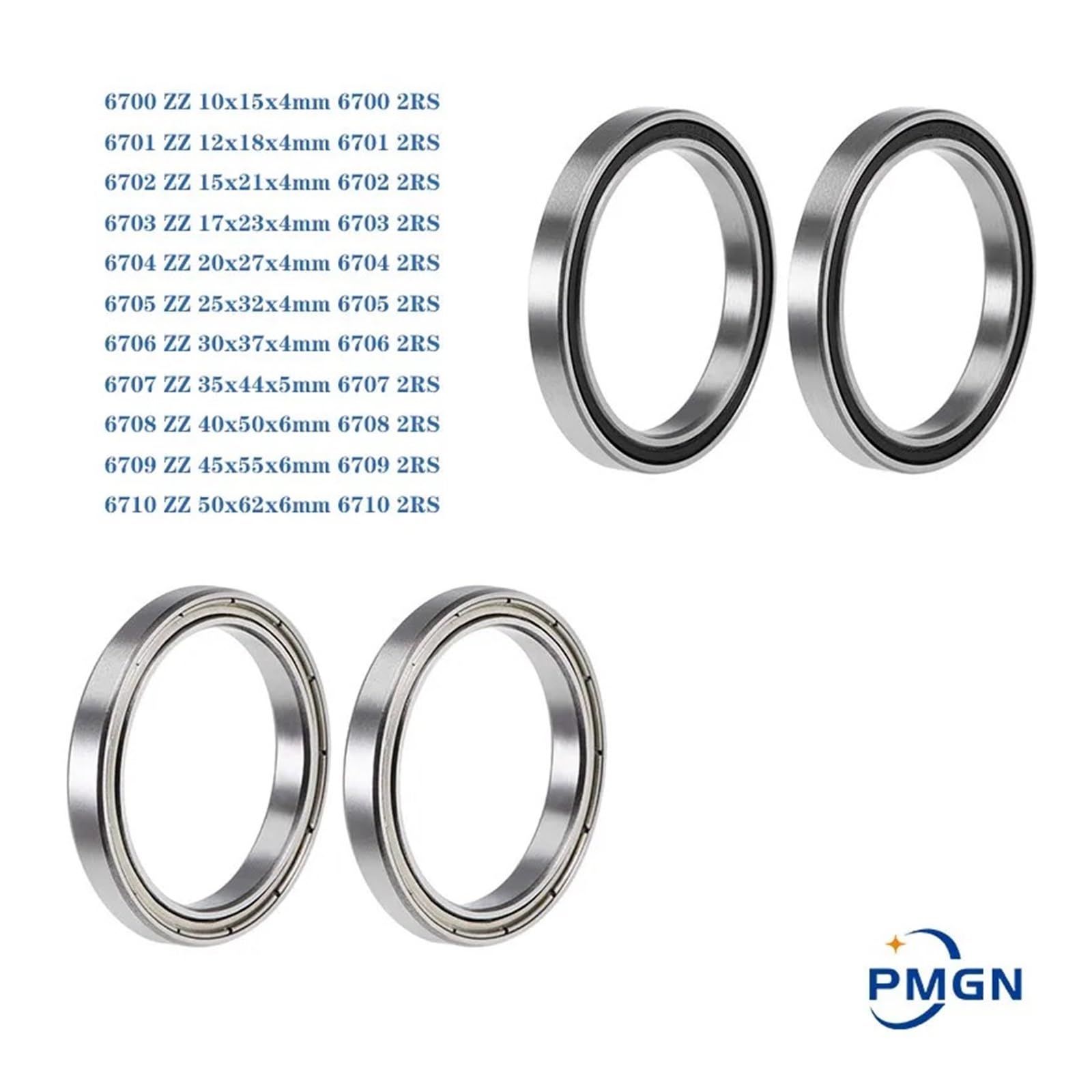 2 Pieces of Bearings 608 6700 6701 6702 6703 6704 6705 6706 6707 6708 6709 6710-2 ZZ Ultra-Thin Wall Rubber dustproof Ball Bearings(-2RS,2 PCS_6710 50X62X6MM)