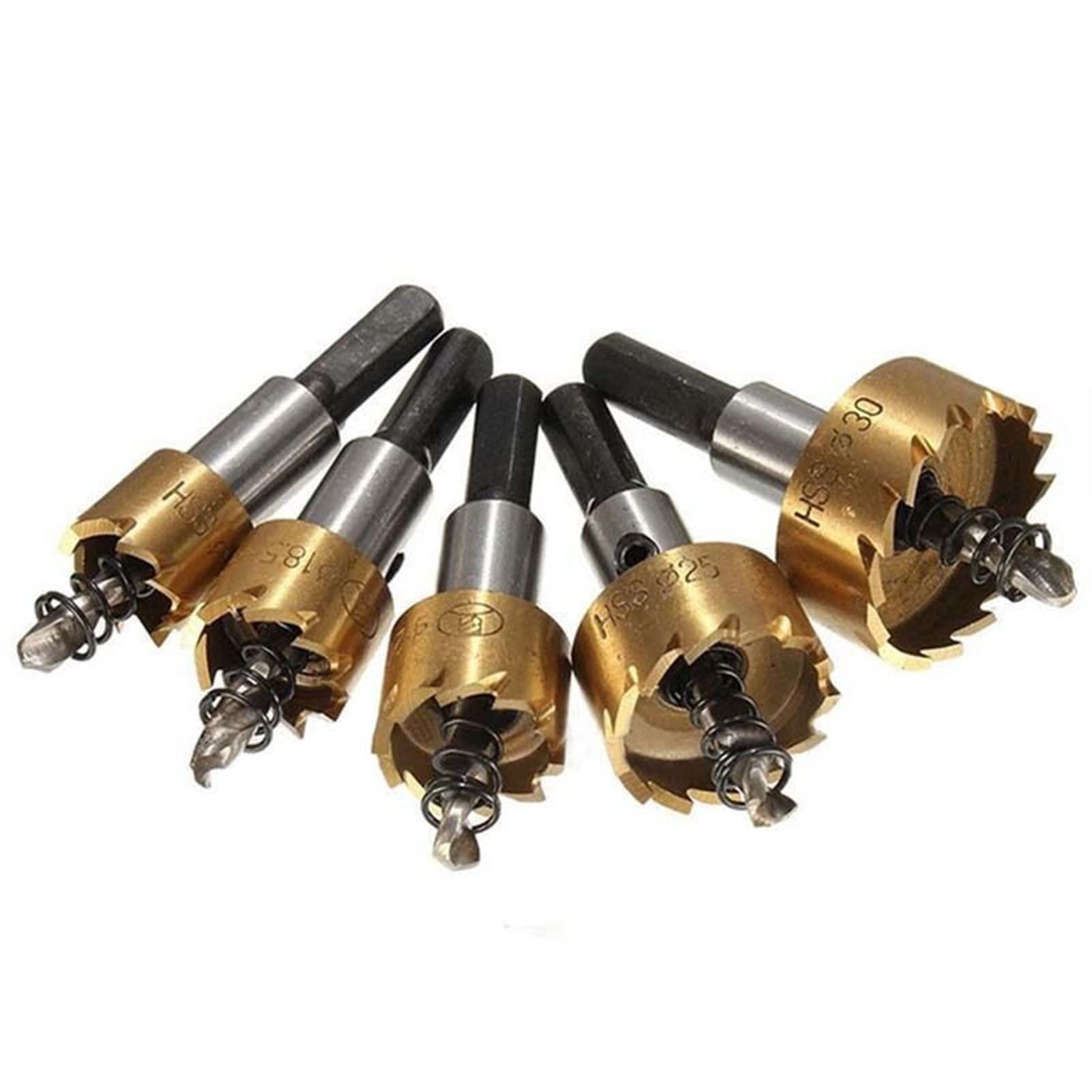 TRYLTBE L-Y 5Pcs 16-30mm HSS Carbide Tip Drill Bit Hole Saw Set Metal Wood Drilling Cut Tool Sheet Metal Reamer L-yun