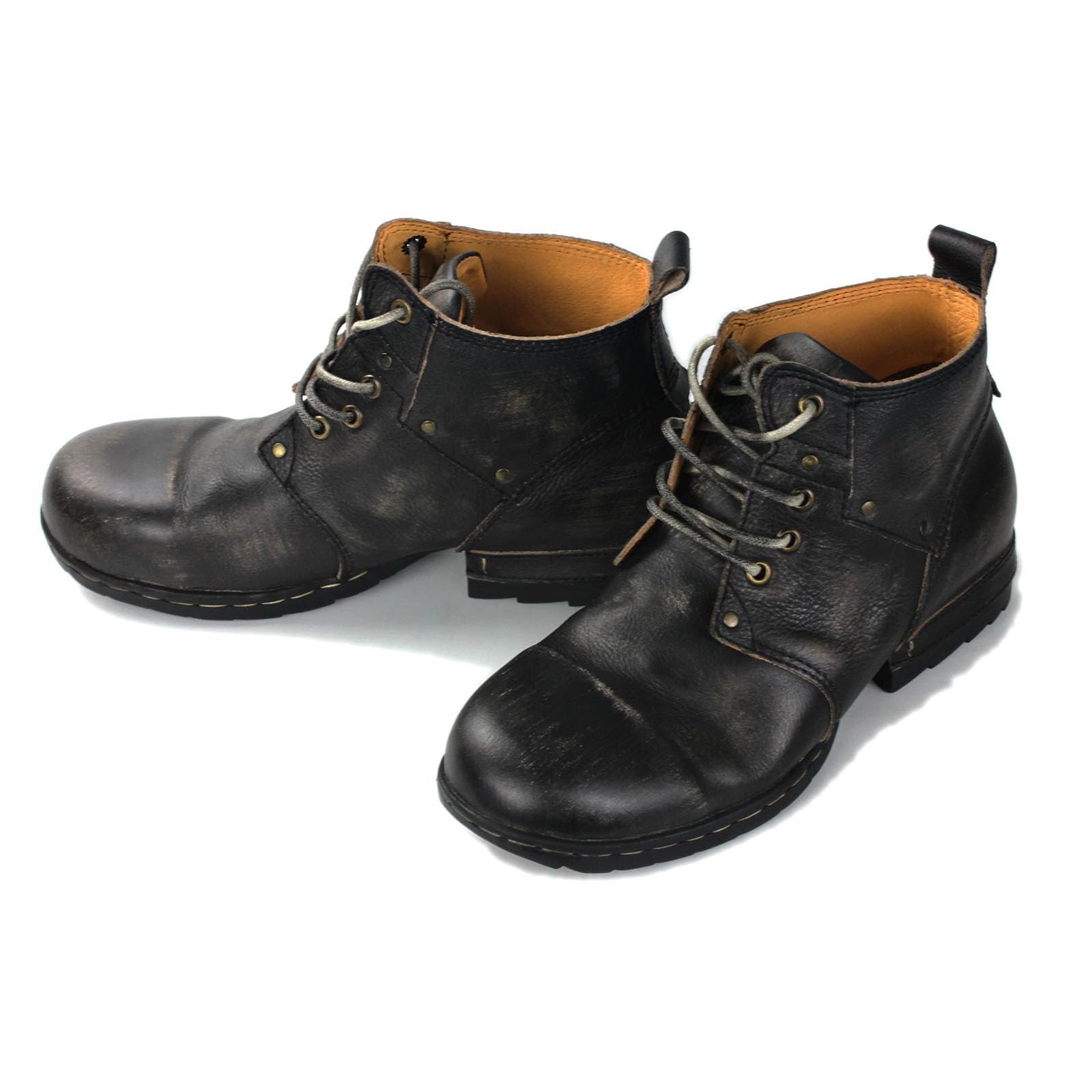 Uomo Grippy Black Iron Piece Toe-tipped Design Chukka Boots Lace-up Motorcycle Casual Leather Dress Ankle Boot for Men Fashion 6015-3-A-R