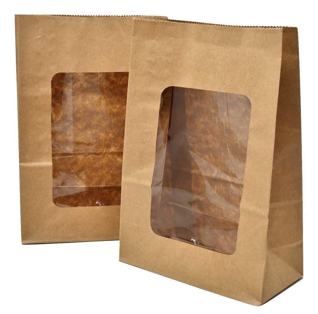 Bakery direct Kraft windowed cookie bags with PLA window (fully recyclable) (150)