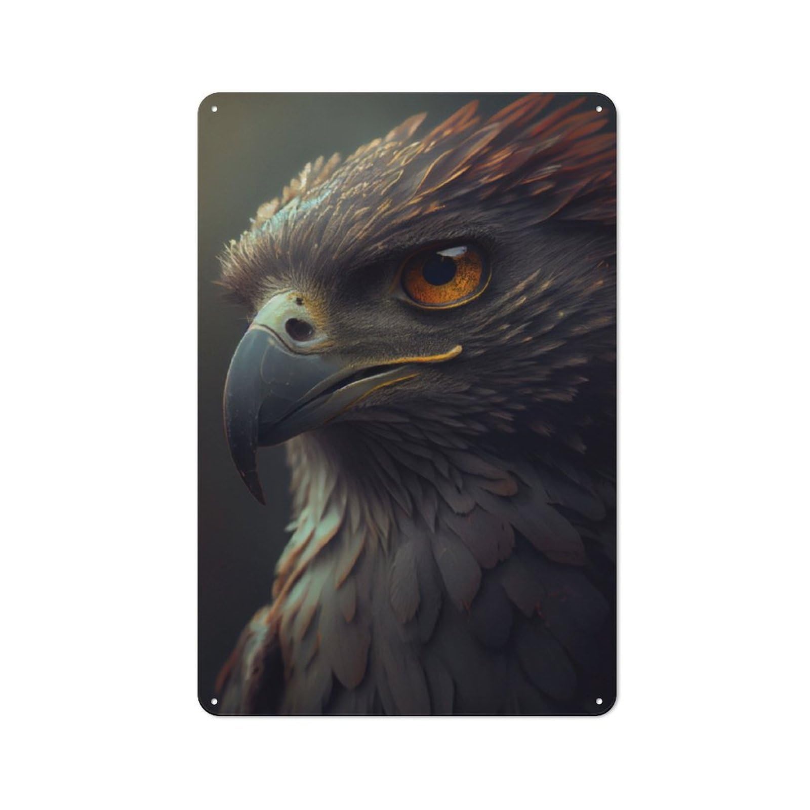 Junmoney Hawk Closeup Portrait Vintage Tin Sign 30X20cm With For Kitchen Or Home Bar, For Metal Sign Collectors, For Kitchen And Home Bar Decor