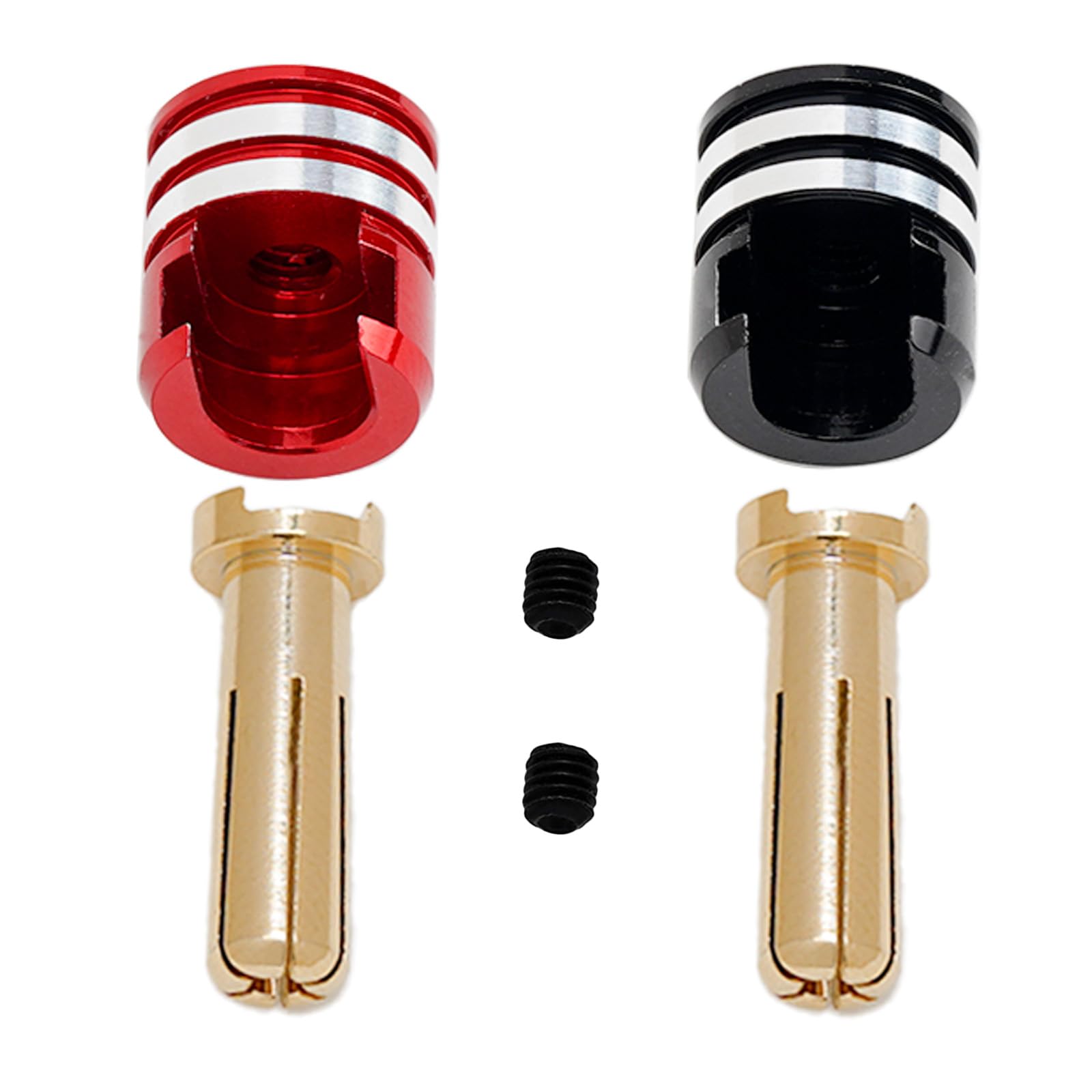 4Pcs RC Heatsink Bullet Plug Connectors with Grips Made of CNC Aluminum Alloy for 1/10 RC Crawler Car (5mm)