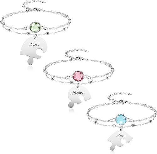 Miniatura 5 de Top Plaza Pulseras de mejor amiga para 3 pulseras de amistad para mejores amigas, rompecabezas a juego, pulseras de relación de corazón para mujeres