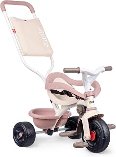 Smoby, Triciclo Evolutivo Be Fun Confort Rosa, Sillín Regulable, Bloqueo de Dirección, Cinturón de Seguridad, Volquete Trasero, Barra Parental Regulable, Incluye Bolsa Guardaobjetos, 7600740417
