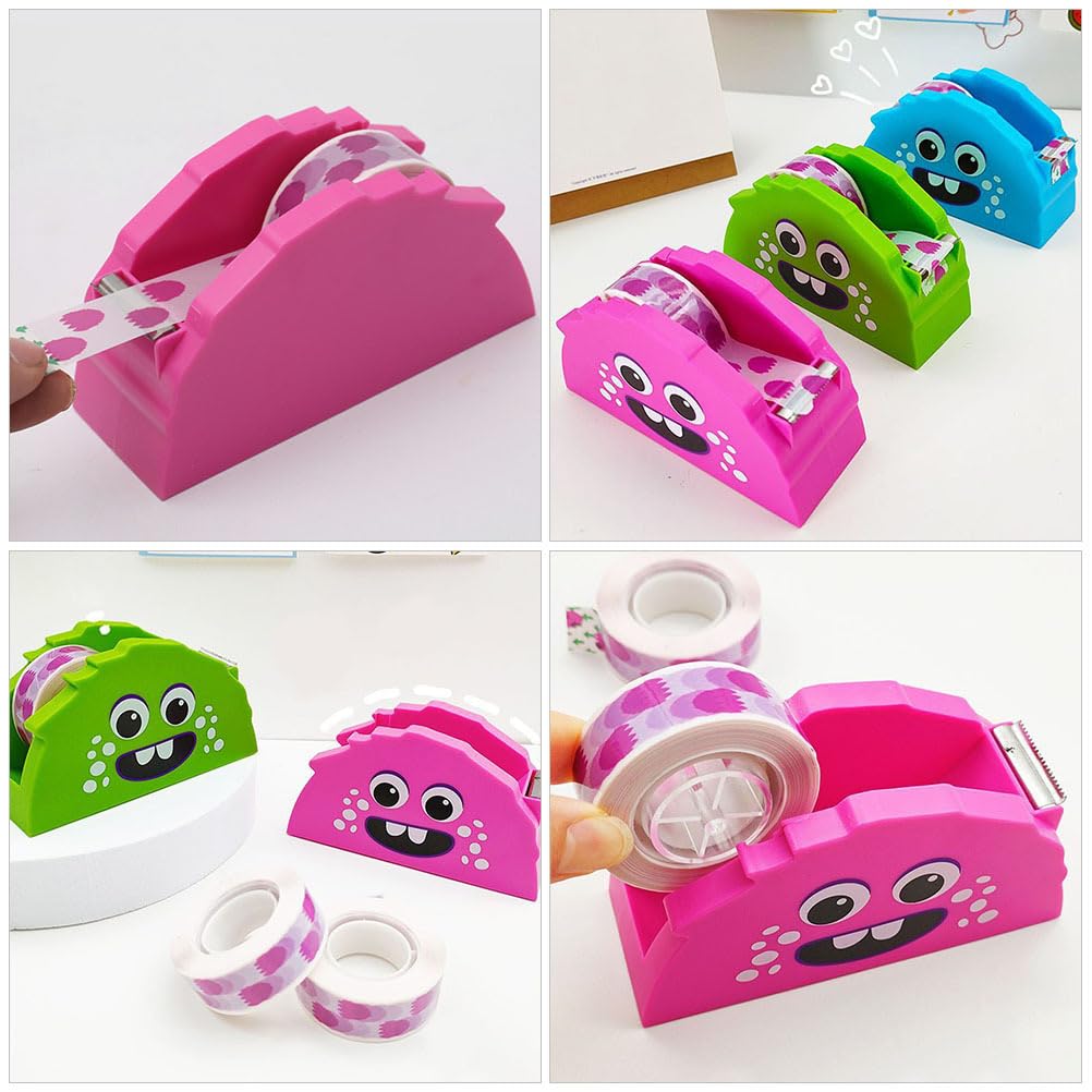 Gadpiparty Supporto per nastro adesivo con mostro cartoni animati, per la scrivania, piccolo dispenser di nastro adesivo per il taglio, costruzione stabile, multifunzione, 1 pezzo