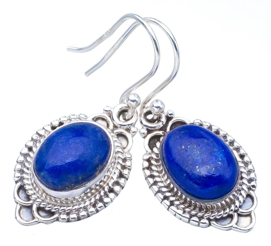 Boucles d'oreilles Lapis-Lazuli argent sterling 925 femme pendantes fait main