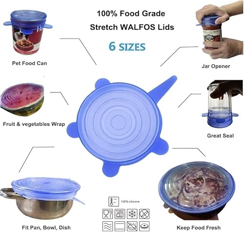 Miniatura 4 de Juego de 3 tapas elásticas y selladas de silicona reutilizables de alta calidad, flexibles, ecológicas, sin BPA, a prueba de fugas, aptas para