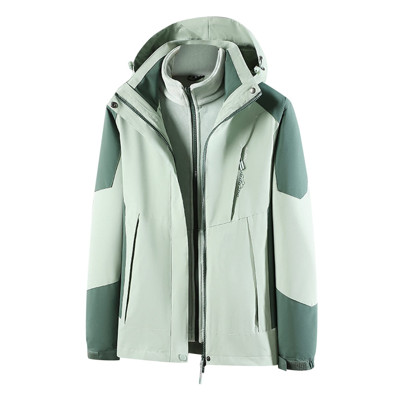 Chaqueta de esquí 3 en 1 para mujer, chaqueta de forro polar, impermeable, resistente al viento, cálida y funcional, chaqueta softshell extraíble, chaqueta con capucha + chaqueta de forro