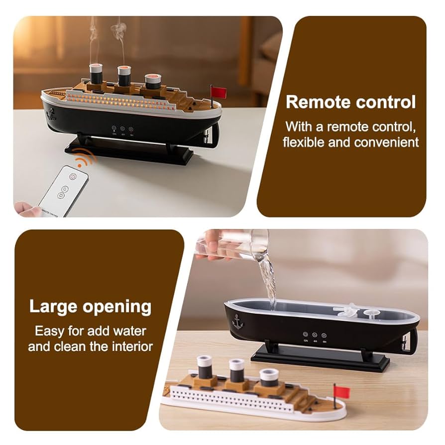 Titanic Essential Oil Diffuser, Jellyfish Mist Aroma Diffuser Ship Model  Aromatherapy Humidifier with Night Lights for Home Bedroom Office :  Amazon.co.uk: Home & Kitchen