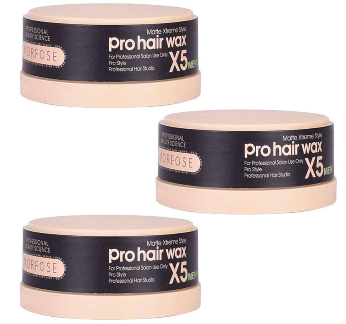 3 x Morfose Pro Hair Wax X5 Matte Xtreme Style 3 x 150 ml Hair Wax Matt Styling Wax Hair Wax Mat Natural Look Brass Up Look