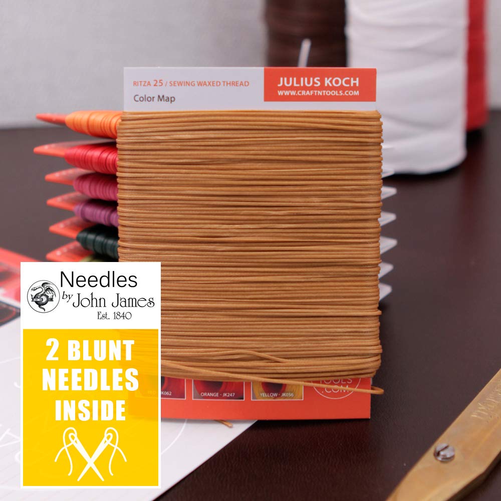 Colonial TAN 0.8mm 25 for Leather Craft | Waxed | 25 | Waxed Polyester | Saddlers